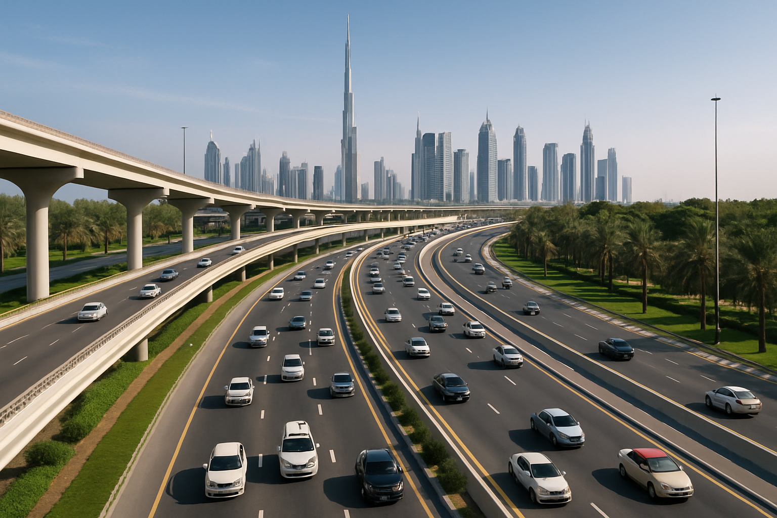 Dubai highway showing seamless traffic flow
